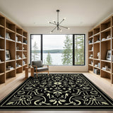 Black and White Elegant Black White Persian Floral Rug