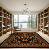 Elegant Orange Floral Persian Area Rug