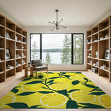 Vibrant Lemon Slice Yellow Fruit Pattern Rug