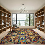 Vibrant Rainbow Dog Portrait Area Rug