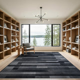 Modern Grey Geometric Striped Area Rug