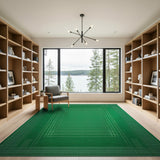 Emerald Green Geometric Grid Frame Rug