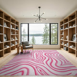 Pink Fluid Swirl Abstract Area Rug