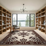 Beige and Neutral Ornate Floral Vintage Cream Area Rug