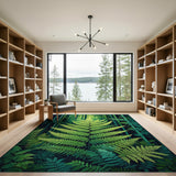 Green Lush Fern Forest Area Rug