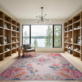 Blush Pink Rose Floral Vintage Area Rug