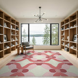Pink Geometric Diamond Lattice Rug