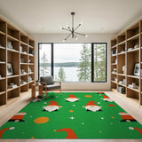 Festive Green Gnome Cartoon Rug
