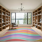 Abstract Area Vibrant Wavy Multi-Color Area Rug