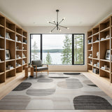 Modern Abstract Grey Oval Area Rug