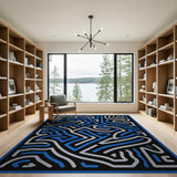 Blue Maze Geometric Modern Area Rug
