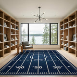 Football Field Navy Blue Area Rug
