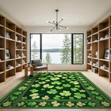 Shamrock Clover Scatter Green Area Rug