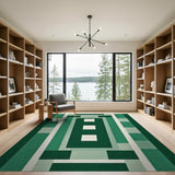 Green Geometric Modern Emerald Green Geometric Block Area Rug