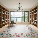 Multi-color and Patterns Pink Floral Border Area Rug