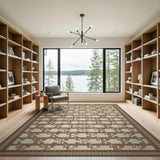 Brown Tan Geometric Bottle Motif Area Rug