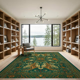 Emerald Green Heritage Tribal Green Area Rug
