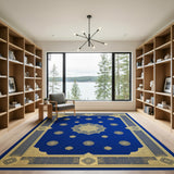 Blue Gold Medallion Persian Area Rug