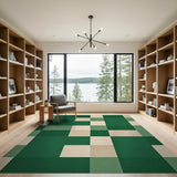 Green Geometric Block Area Rug