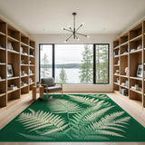 Green Vintage Green Fern Leaf Area Rug