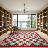 Bold Red Star Geometric Area Rug