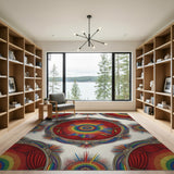 Rainbow Medallion Curtain Area Rug
