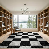 Black and White Black White Checkerboard Geometric Area Rug