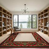 Festive Holly Border Area Rug