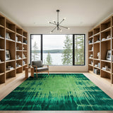 Emerald Green Ikat Abstract Area Rug