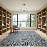 Navy Blue Abstract Swirl Area Rug