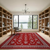 Red Snowflake Winter Wonderland Area Rug
