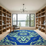 Intricate Navy Teal Persian Medallion Rug