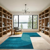 Geometric Modern Blue Teal Geometric Area Rug