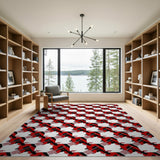 Red Geometric Gun Pattern Area Rug