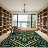Elegant Green Gold Arabesque Persian Area Rug