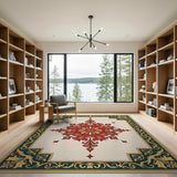 Ornate Red Starburst Medallion Area Rug