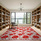 Floral Vintage Vintage Red Roses Floral Area Rug