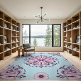 Vintage Pink Floral Medallion Area Rug