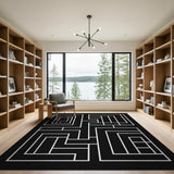 Bold Geometric Modern Bold Black White Geometric Maze Area Rug
