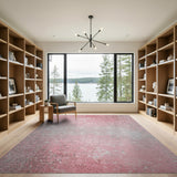 ODIKA Pink Shimmer Washable Area Rug, Non-Slip Low Pile Modern Glam Carpet