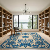 Intricate Blue Floral Vintage Area Rug