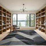 Bold Zigzag Geometric Black White Area Rug