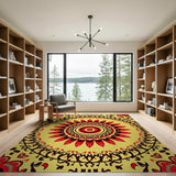Vibrant Red Mandala Persian Area Rug