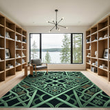 Intricate Emerald Green Celtic Knot Rug