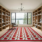 Red Minnesota State Outline Geometric Area Rug