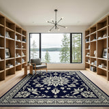 Traditional Persian Navy Blue Persian Floral Medallion Area Rug