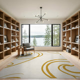 Gold Swirl Abstract Area Rug