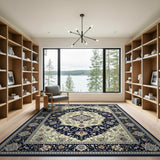 Multi-color and Patterns Traditional Persian Navy Blue Traditional Persian Floral Area Rug