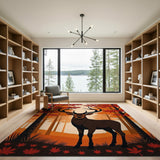 Majestic Autumn Stag Forest Area Rug