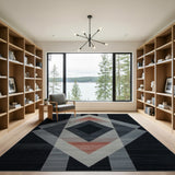 Grey Modern Geometric Black Grey Area Rug